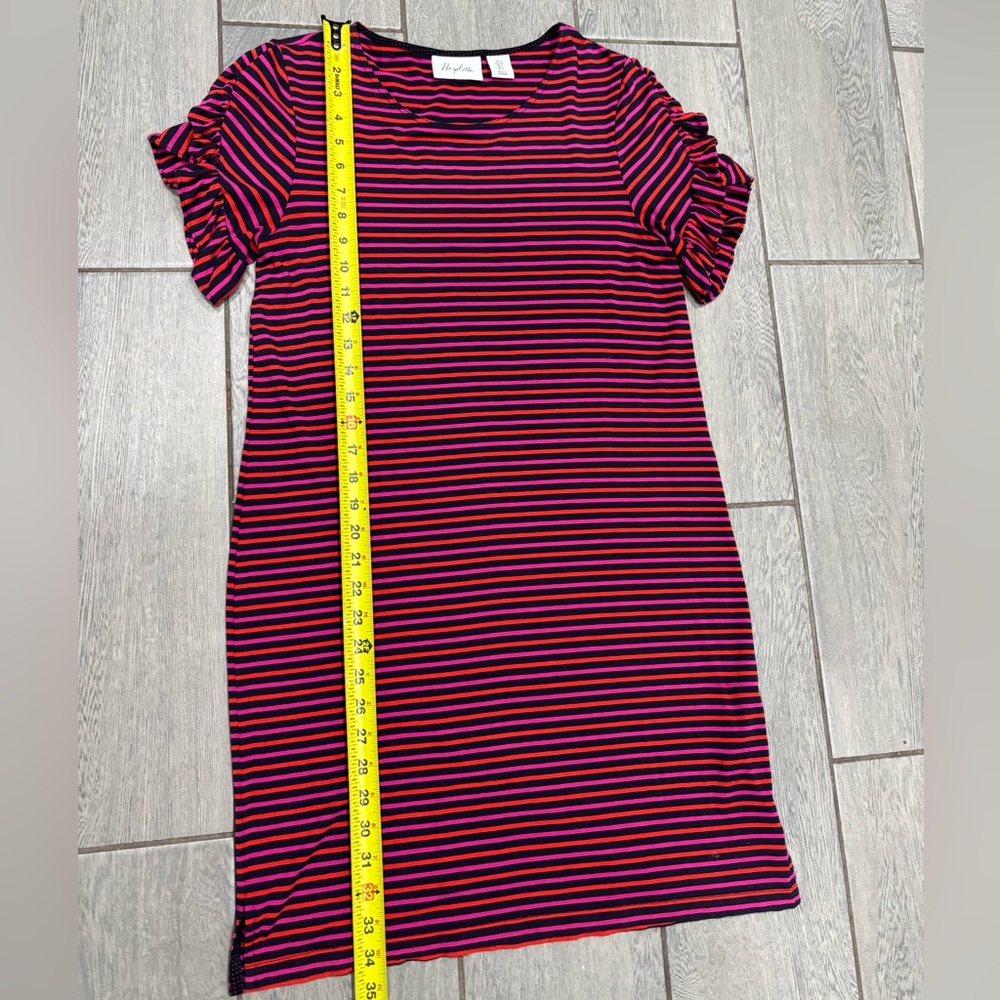 Heyton Striped Stretch Dress With Ruffle Sleeves Size Medium - Picture 5 of 9